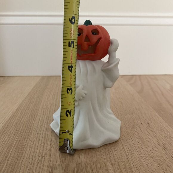 New Holland Floral Halloween Ghost Pumpkin Head Candle Holder Planter Ceramic - Picture 12 of 13